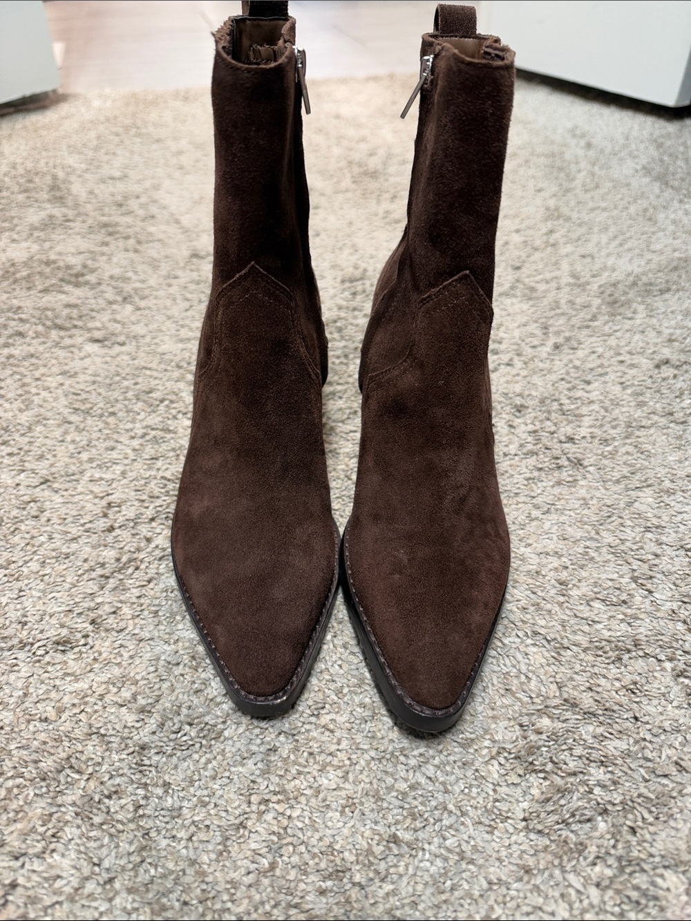 Dolce Vita Dark Brown Suede Pointed Ankle Boots